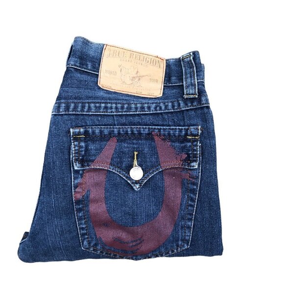 VINTAGE True Religion Jeans Size 34 Red Horseshoe - Picture 6 of 10